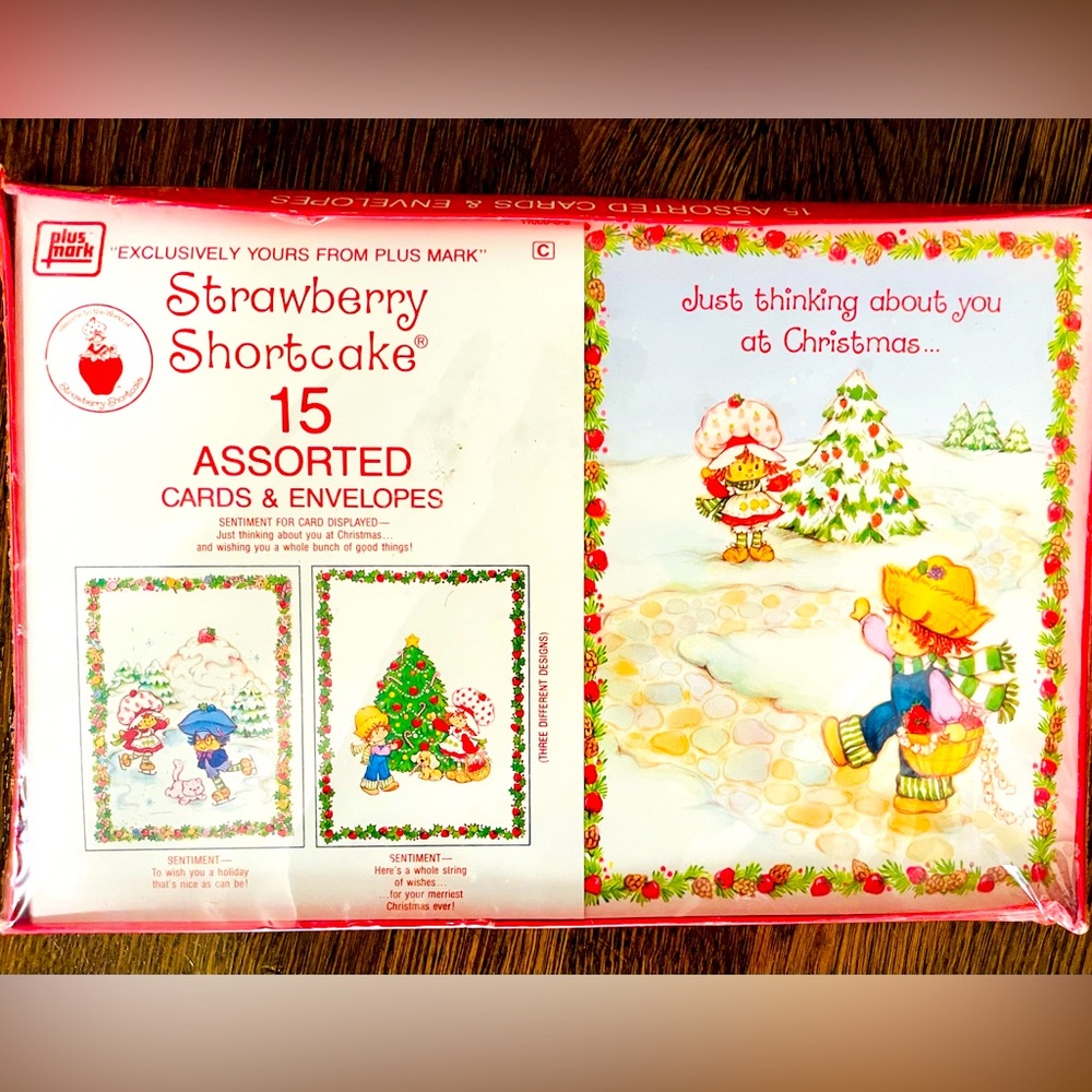 Strawberry Shortcake Christmas Greeting Cards - 15 assorted cards/envelopes  NEW